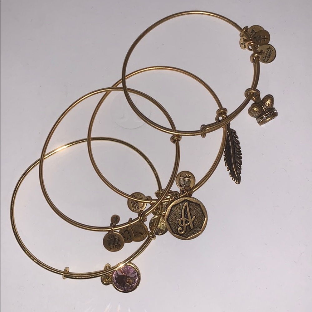 Alex and Ani bundle of 4 gold bracelets